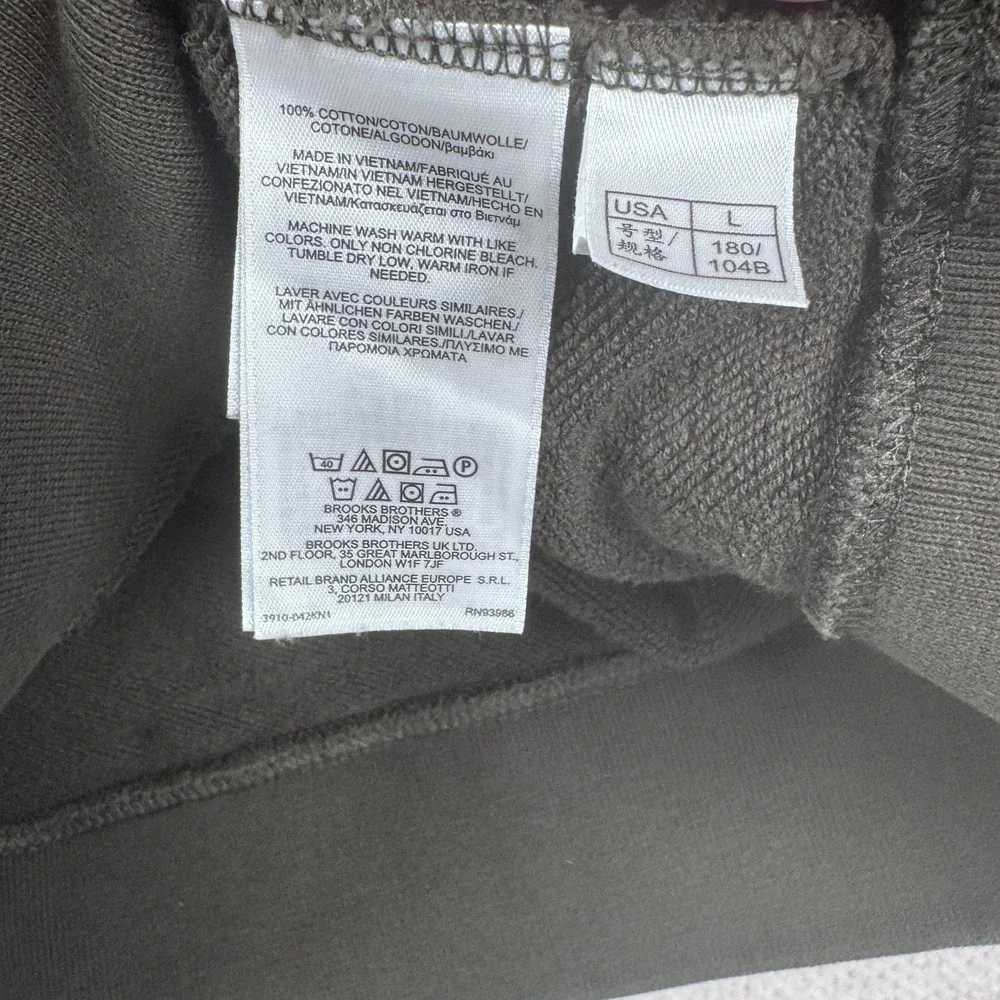 Brooks Brothers Red Fleece‎ Pullover 1/4 Zip Mens Large Green/Gray Logo